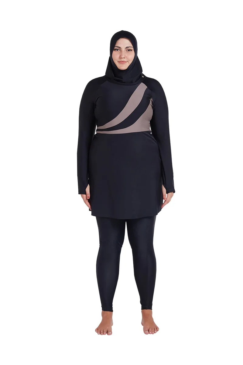 COEGA  Ladies Ladies Modest 3 pc Skirted - Nero Silver Tropical